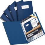 5 Pack of 8.5 ”x11” Pressboard Presentation Binder Folder, Blue Fiberboard Report Cover with Metal Prong Paper Fastener to Neatly Bind Reports, Proposals, Transcripts and Other Documents - Image 2