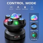 DJ Strobe Party Lights,RGBW 3in1 LEDs Disco Ball Lights Rotatable 540° Rave Light Room Party Lighting Indoor Professional Sound Activated DMX Stage Light for Parties Club Home Bar Birthday KTV - Image 7