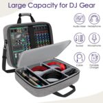 SNIGJAT Audio Mixer Case (Size:15.5"x 13" x 6"), Protective DJ Mixer Bag with 10mm Padding, Large-Capacity Recording Equipment Bag Soft with Adjustable Storage for Cables, Podcast Gear and Mics, Gray - Image 6