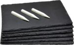 Juvale Set of 6 Black Slate Charcuterie Boards with Chalk, Individual Stone Plates for Cheese, Meat, Appetizers (8 x 11.8 In) - Image 2