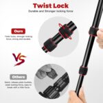 Camera Tripod, 80" Aluminum Heavy Duty Camera Tripod Stand with 360° Ball Head, Phone Holder & Carry Bag, Professional Camera Tripods & Monopods for Camera, Phone, 34lb Max Load - Image 3