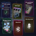 Podcast Equipment Bundle for 2, Audio Interface with XLR Condenser Microphone, and 3.5mm Mic,RGB, Mute,48V Phantom Power for Streaming,Gaming,Recording-Black (H1) - Image 5