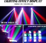 LED Mini Spider Moving Head Light 8x5W Beam Stage Lights RGBW Sound Activated DMX-512 Control for DJ Party Bar Disco Show Wedding Event Stage Lighting - Image 3