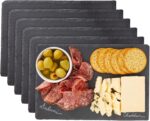 Juvale Set of 6 Black Slate Charcuterie Boards with Chalk, Individual Stone Plates for Cheese, Meat, Appetizers (8 x 11.8 In) - Image 7