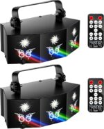 U`King Party Lights DJ Disco Light,9 Lens Stage Lighting Support DMX512 and Sound Activated with Remote Control Laser Lights for Parties Birthday Wedding Karaoke Bar KTV Club Stage Live Show(2 PCS) - Image 2