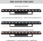 LED Stage Wash Light Bar - 40IN 100W DJ Light Bar 3IN1 RGB LED Strobe Beam Lighting Effects Aluminum Alloy DMX Control Sound Activated Uplights for Events Music Band Live Show Wedding Party - Image 4
