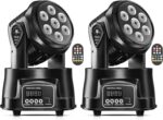 U`King Moving Head Light RGBW Stage Lighting DJ Lights 7 x 10W LED Beam Spotlight 9/14 CH Wash Light with DMX and Sound Activated for Party Church Wedding Bar Christmas Halloween Disco (2 Pack) - Image 2