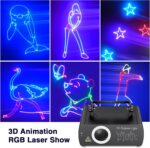 DJ Laser Party Lights, 3D Animation RGB Laser Stage Lighting, DMX512 Music Sound Activated Disco Projector Lights, Remote Control Beam Effect Scan Light for Bar Wedding Nightclub Live Show - Image 3