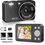 Digital Camera, 4K 64MP, 18X Zoom, Point and Shoot Digital Camera with 64GB SD Card & 2 Batteries, Portable Rechargeable Small Camera for Kids Teens Adult, Black - Image 2