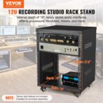 VEVOR 12U AV Rack Stand, Server Rack Cabinet, Network Stereo Recording Studio Rack with Lockable Caster Wheels, Special Vents for 19" Audio Video Musical & IT Equipment Mounting, 300 lbs Capacity - Image 3