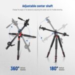 NEEWER 73.6" Horizontal Tripod with Multi Angle Center Column, Ball Head & Central Axis Platform, Heavy Duty Aluminum Camera Tripod Monopod 360° Pan 180° Tilt for Overhead/Macro Shots, Max Load 22lb - Image 4