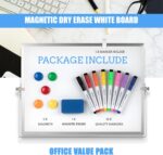 Dry Erase White Board, Cazeyoo Magnetic Desktop Whiteboard 16 x 12inch with Stand, 10 Markers, 4 Magnets and 1 Eraser, Portable Double-Sided White Board for Kids Drawing, Office, Home, School - Image 3