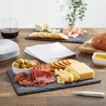 Juvale Set of 6 Black Slate Charcuterie Boards with Chalk, Individual Stone Plates for Cheese, Meat, Appetizers (8 x 11.8 In) - Image 4
