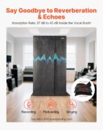 VEVOR Portable Vocal Booth, 6.56 ft Height, Pro-Grade Recording Studio with Travel Bag, Mobile Tablet Stand, Thickened Soundproofing, Sound Isolation Booth for Echo-Free Vocals, Podcasts, Voiceovers - Image 3