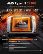 ACEMAGICIAN Mini PC Gaming, AMD Ryzen 5 7430U (Equivalent to 5850U, 6C/12T, Up to 4.3Ghz), 16GB DDR4 512GB SSD Mini Computers Micro Desktop PC 4K Triple Display WiFi6 BT5.2 for Gaming Office Home - Image 4
