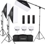 Andoer Softbox Photography Lighting Kit Professional Studio Equipment with 20"x28" Softbox, 2800-5700K 85W Bi-Color Temperature Bulb with Remote, Light Stand, Boom Arm for Portrait Product Shooting - Image 2