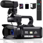 6K Camcorder Video Camera 64MP IR Night Vision Vlogging Camera for YouTube 18X Digital Zoom 4.0 Inch Touch Screen Video Camera with WiFi, Microphone, Remote Control, 64GB SD Card,Stabilizer - Image 2