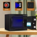 JUGREAT Safe Box with Induction Light,Electronic Digital Security Safe Steel Construction Hidden with Lock，Wall or Cabinet Anchoring Design for Home Office Hotel Business 0.23 Cubic Feet Black - Image 5