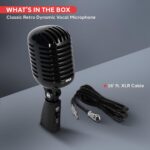 Pyle Classic Retro Dynamic Vocal Microphone - Old Vintage Style Unidirectional Cardioid Mic with XLR Cable - Universal Stand Compatible - Live Performance, In Studio Recording, Black - Image 3