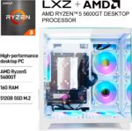 LXZ Desktop PC Computer Ryzen 5-5600GT 8 core 3.6GHz, 16G DDR4 RAM, 512G NVME SSD, Tower Computer with 400W Power Supply for Working, Home and Office (White) - Image 3