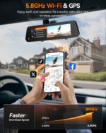WOLFBOX G900 PRO Mirror Dash Cam with STARVIS 2 IMX678, 12 inches Rear View Mirror Camera with Front 4K and Rear 2.5K, Included 128GB Card, Voice Control, 5.8GHz WiFi, Loop Recording, G-Sensor & GPS - Image 5
