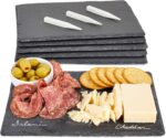 Juvale Set of 6 Black Slate Charcuterie Boards with Chalk, Individual Stone Plates for Cheese, Meat, Appetizers (8 x 11.8 In) - Image 6