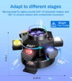 Moving Head DJ Lights, 150W RGBW 4-in-1 LED 6 Arms Disco Stage Light with Mixed Lighting Effects, DMX-512 & Sound Activated & Remote Control, Laser Party Lights for Bar, Wedding, Club and Live House - Image 6