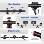 NEEWER 73.6" Horizontal Tripod with Multi Angle Center Column, Ball Head & Central Axis Platform, Heavy Duty Aluminum Camera Tripod Monopod 360° Pan 180° Tilt for Overhead/Macro Shots, Max Load 22lb - Image 5