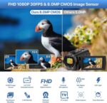 Video Camera Camcorder Digital YouTube Vlogging Camera Recorder FHD 1080P 24.0MP 3.0 Inch 270 Degree Rotation Screen 16X Digital Zoom Camcorder with Microphone,Remote Control and 2 Batteries - Image 3