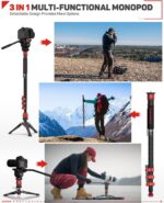 IFOOTAGE Cobra 3 Carbon Fiber Monopod with Pedal, 71" Professional Mono pod for Cameras, Portable Travel Mono Pod with Feet, Max Load 17.64 lbs, Compatible with Sony Canon Nikon DSLR Camera, C180F-P - Image 5
