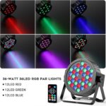 36LED RGB Stage Lights - 36W Corded DJ Par Lights Sound Activated Remote & DMX Control Uplights for Events Wedding Church DJ Party Club Music Dance Live Show Stage Lighting - 2Pack - Image 3