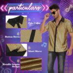 Mens 70S Disco Outfits Sequin Shirt Short Sleeve Button Down Shirts Party Novelty Shirts Nightclub Christmas Prom Costume - Image 3