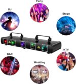 DJ Laser Lights, U`King 5 Beam Effect Sound Activated DJ Party Lights RGBYC LED Music Light by DMX Control for Disco Dancing Birthday Bar Stage Lighting（2 PCS） - Image 8
