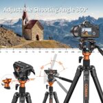 Fluid Head Tripod, COMAN Video Camera Tripod Monopod Aluminium Alloy 70.8 inch Detachable and Quick Release Plate for DJI Canon Nikon Sony DSLR Camera Black Max Load 17.6lb - Image 6