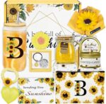 Sunflower Personalized Gifts for Women,12pcs Sunflower Initial Gifts,Initial Glass Cup,Monogrammed Gifts for Women,Birthday Gifts for Women,Sunshine Get Well Gifts for Women,Mom-B - Image 2