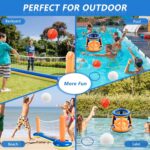 Jasonwell Pool Toys Games Set - 3 in 1 Pool Volleyball Net Basketball Hoop Ring Toss Game Inflatable Floats Water Floating Volleyball Swimming Pools Party Game Accessories Toy Gift Kids Teens Adults - Image 7