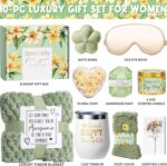 Birthday Gifts for Women Self Care Gifts, Vanilla Coconut Relaxing Spa Gifts Basket Bath Set Get Well Gifts Care Package Mothers Day Gifts for Mom Her Women Sister Friend Wife Grandma w/ Blanket - Image 3