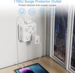 Surge Protector 8 Outlet Extender, TESSAN Multi Outlet Splitter with 3 USB Wall Charger (1 USB C Port), 3-Sided Multiple Plug Power Strip 1700J, Charging Station for Home Office Dorm Room - Image 4