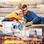 Digital Camera, Jukanur Upgraded Camera for Kids with 32GB Card, 16X Zoom, Point and Shoot Digital Camera with Anti-Shake, Timestamp, Flashlight, Portable Travel Camera for Teens Girls,Boys, White - Image 3