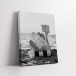 Poster Master Beach Canvas - Woman Reading Book Print - Straw Hat Art - Black and White Photography Wall Design - Vacation Art - Ocean or Beach House Decor - Available in 8x10 to 30x40 - Image 2