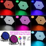 LED Par Lights, 90W 60 LED RGBW 4IN1 Stage Uplights Sound Activated Auto Play by Remote & DMX Control for Events Wedding Church Party DJ Live Show DJ Stage Lighting 2 Pack - Image 3