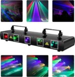 DJ Laser Lights, U`King 5 Beam Effect Sound Activated DJ Party Lights RGBYC LED Music Light by DMX Control for Disco Dancing Birthday Bar Stage Lighting（2 PCS） - Image 7