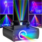 DJ Laser Party Lights, 3D Animation RGB Laser Stage Lighting, DMX512 Music Sound Activated Disco Projector Lights, Remote Control Beam Effect Scan Light for Bar Wedding Nightclub Live Show - Image 2