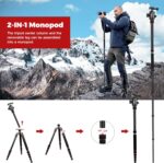 Camera Tripod, 80" Aluminum Heavy Duty Camera Tripod Stand with 360° Ball Head, Phone Holder & Carry Bag, Professional Camera Tripods & Monopods for Camera, Phone, 34lb Max Load - Image 6