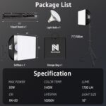 Softbox Lighting Kit, NiceVeedi 16'' x 16'' Softbox Photography Lighting Kit with 63” Tripod Stand & 5400K 450W Equivalent LED Bulb, Continuous Lighting for Photography/Video Record/Live Streaming - Image 8