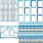 114 Pcs Science Fair Board Supplies Includes Self Adhesive Fair Project Titles Subtitles Science Presentation Bulletin Border Letter Stickers Classroom(Ocean Style) - Image 2
