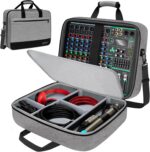 SNIGJAT Audio Mixer Case (Size:15.5"x 13" x 6"), Protective DJ Mixer Bag with 10mm Padding, Large-Capacity Recording Equipment Bag Soft with Adjustable Storage for Cables, Podcast Gear and Mics, Gray - Image 2