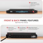 Pyle 1800W 8 Rack Mount Conditioner-15 Amp Surge Protector with Noise Suppression Rear Outlet for Multi Appliances-Triple Mode Protection-AC Power-for Home & Computer, Black (PCO800) - Image 4