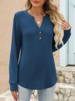 ANRABESS Women's Long Sleeve Shirts 2025 Fall Henley Dressy Loose Casual Tops Trendy Blouses Cute T-Shirts Outfits Clothes - Image 5