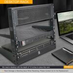 RIVECO 4u Tabletop Rack for Audio & Network, Desktop Rack Shelf Open Frame Sound Recording Shelf, Tappered Holes Black 2 Post - Image 5